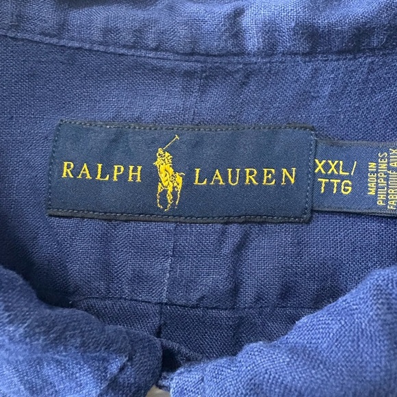 Ralph Lauren Men's Linen Casual Blue Button Down Shirt. Classic Style. Size XXL - Picture 8 of 12